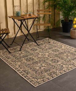Tapis d'extérieur Carré Sunny oriental - beige/noir - sfeer