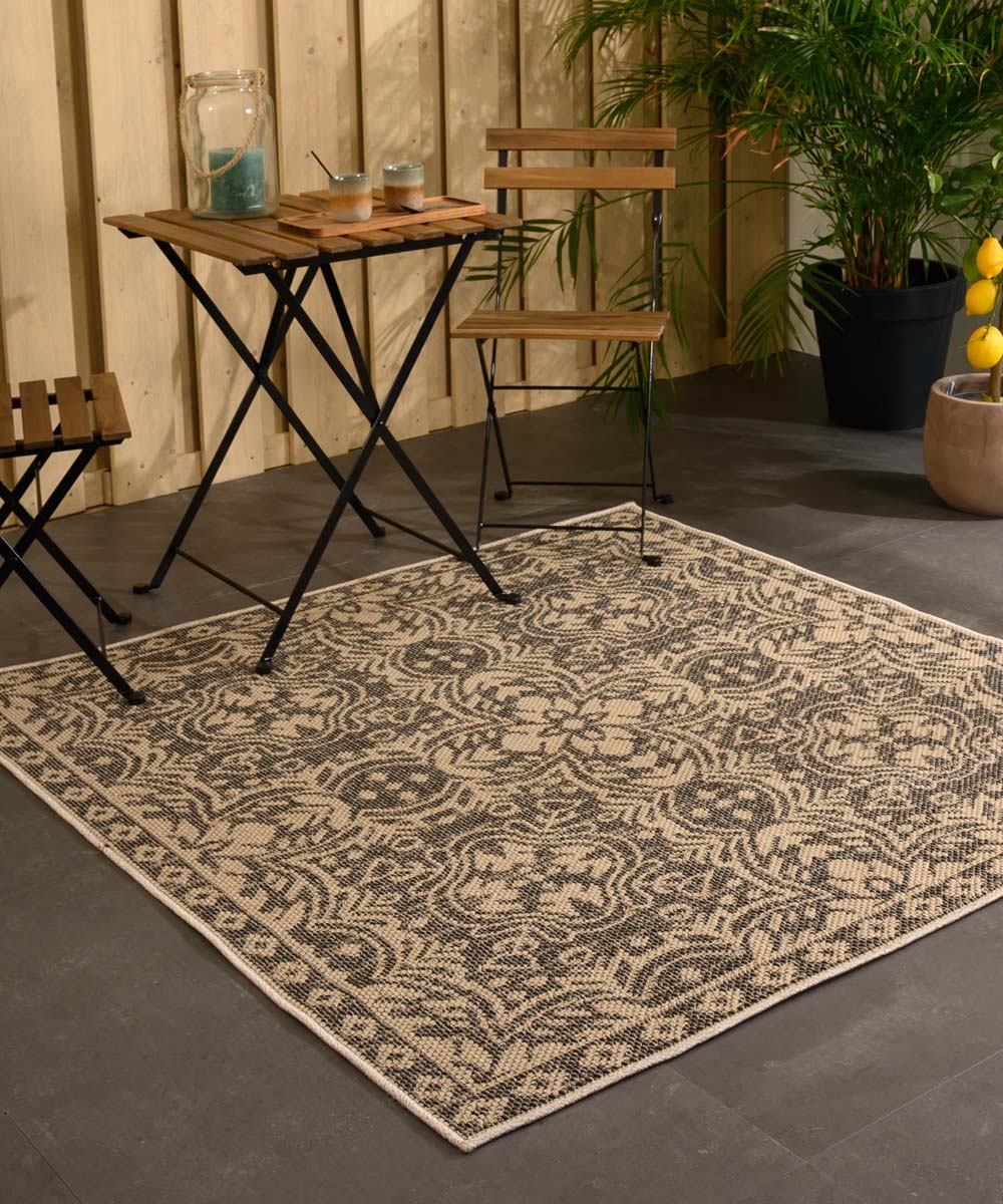 Tapis d'extérieur Carré Sunny oriental - beige/noir - sfeer Tapis d'extérieur Carré Sunny oriental - beige/noir - sfeer