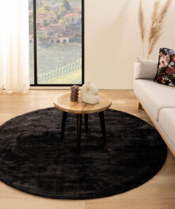 Tapis viscose rond - Glamour noir