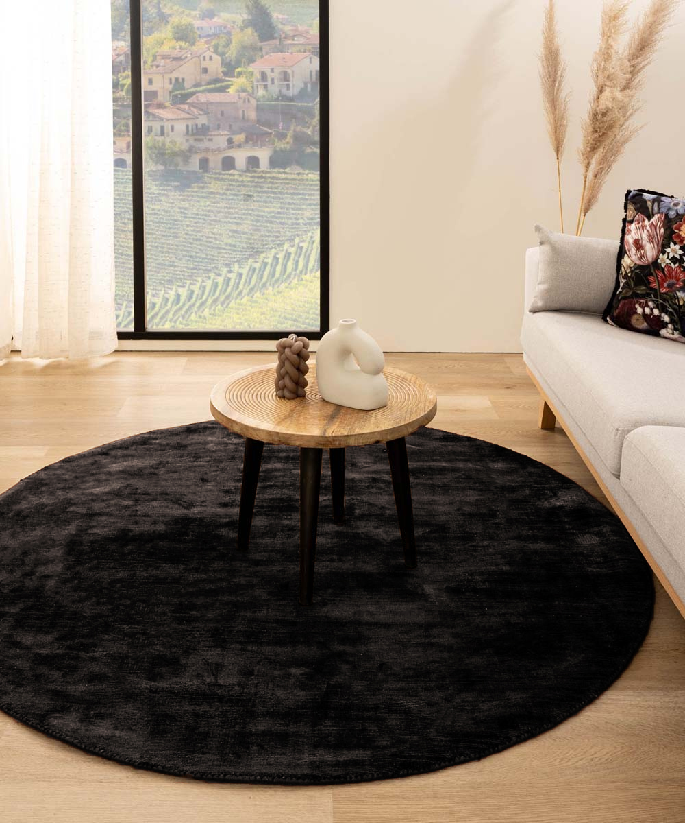 Tapis viscose rond - Glamour noir Tapis viscose rond - Glamour noir