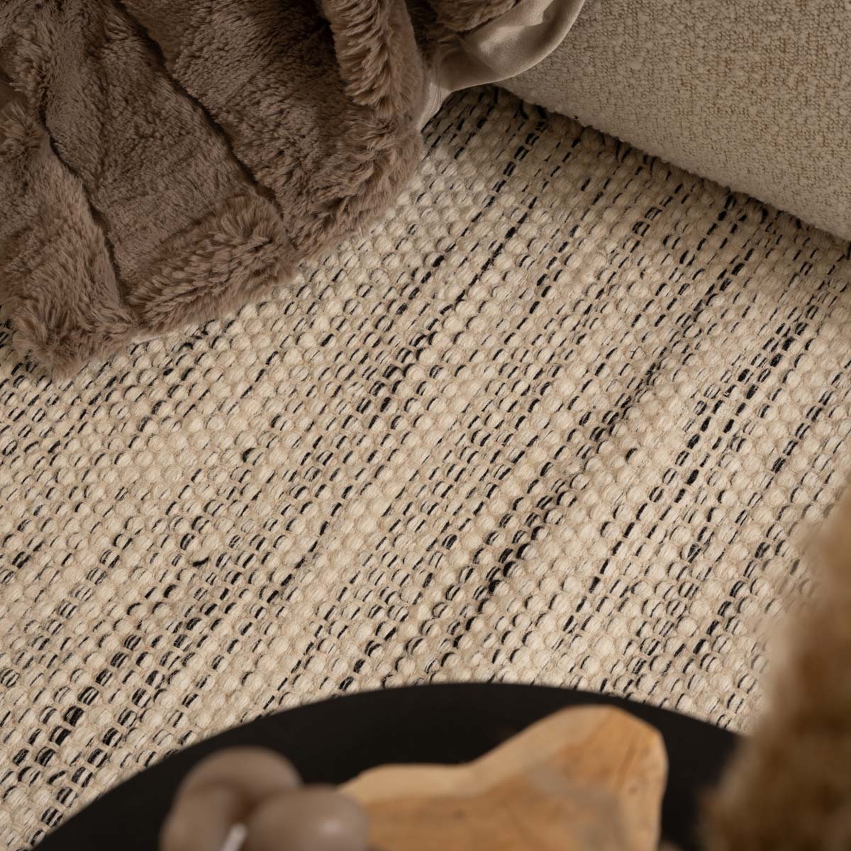 Tapis en laine Rond - Ulstein blanc/noir Tapis en laine Rond - Ulstein blanc/noir