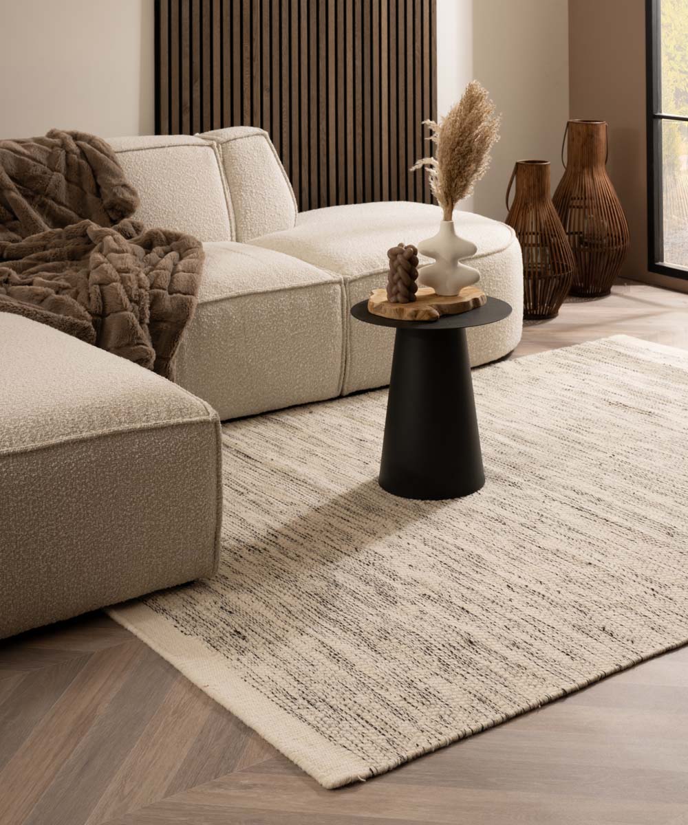 Tapis en laine - Ulstein blanc/noir Tapis en laine - Ulstein blanc/noir