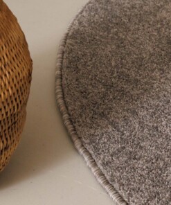 Tapis Rond poil ras Fine - gris clair