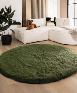 Tapis rond doux - Comfy Deluxe vert olive - sfeer