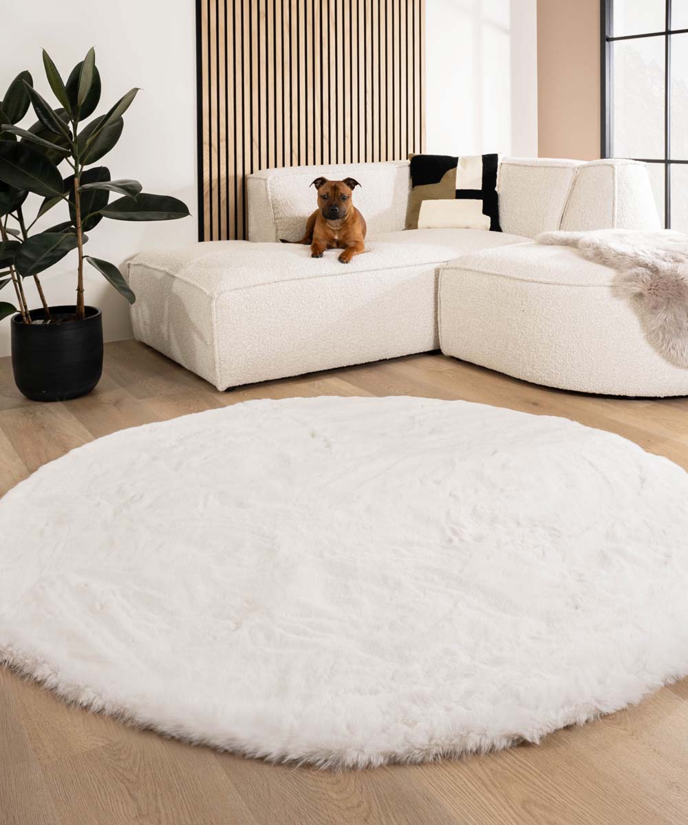Tapis rond doux - Comfy Deluxe blanc - sfeer Tapis rond doux - Comfy Deluxe blanc - sfeer