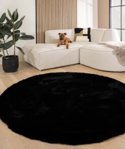 Tapis rond doux - Comfy Deluxe noir - sfeer