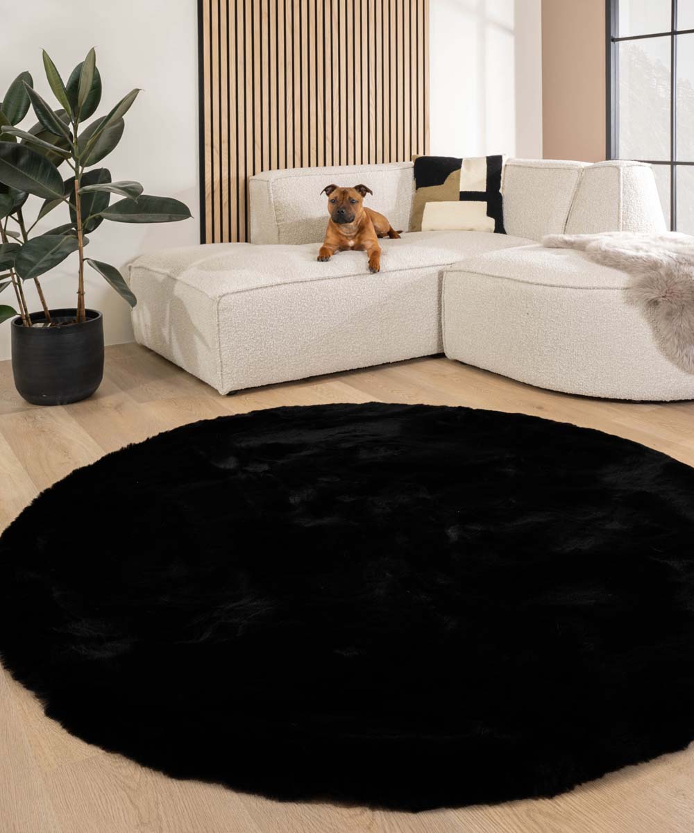 Tapis rond doux - Comfy Deluxe noir - sfeer Tapis rond doux - Comfy Deluxe noir - sfeer