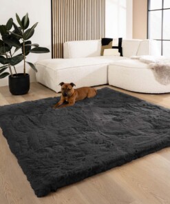 Tapis doux carré - Comfy Deluxe gris foncé - sfeer