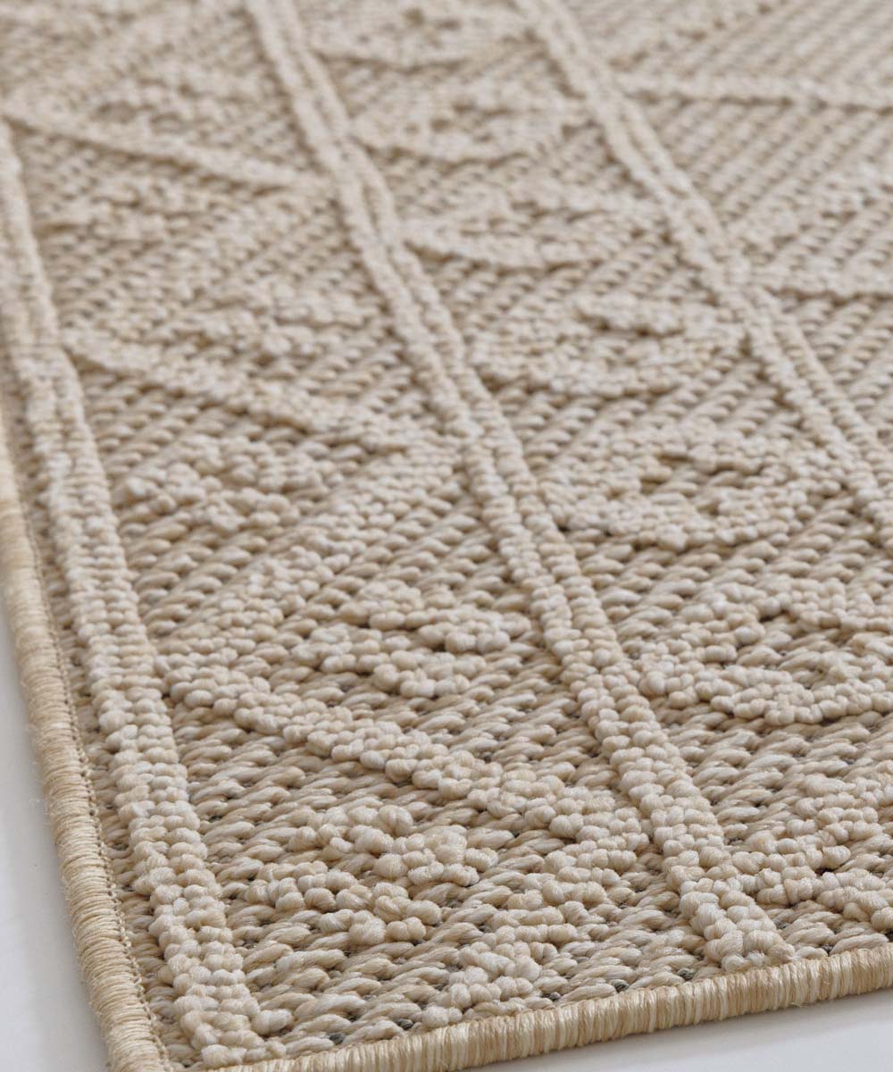 Tapis d'extérieur bohème - Retreat losange beige - close up Tapis d'extérieur bohème - Retreat losange beige - close up