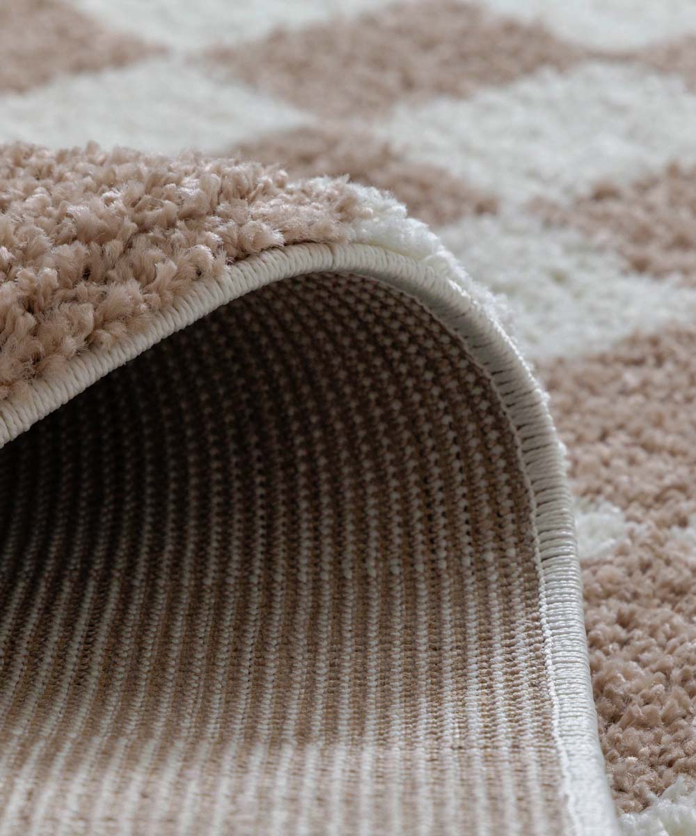 Tapis rond rétro - Check ivoire/beige - close up Tapis rond rétro - Check ivoire/beige - close up