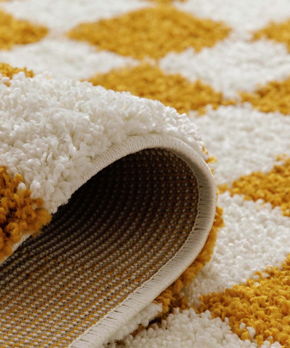 Tapis rétro - Check ivoire/or - close up Tapis rétro - Check ivoire/or - close up