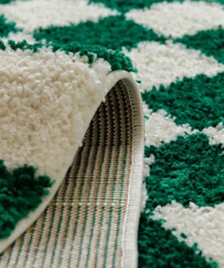 Tapis rétro - Check ivoire/jade - close up