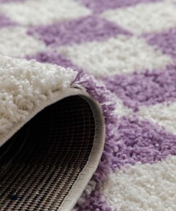 Tapis rond rétro - Check ivoire/lilas - close up, thumbnail Tapis rond rétro - Check ivoire/lilas - close up, thumbnail