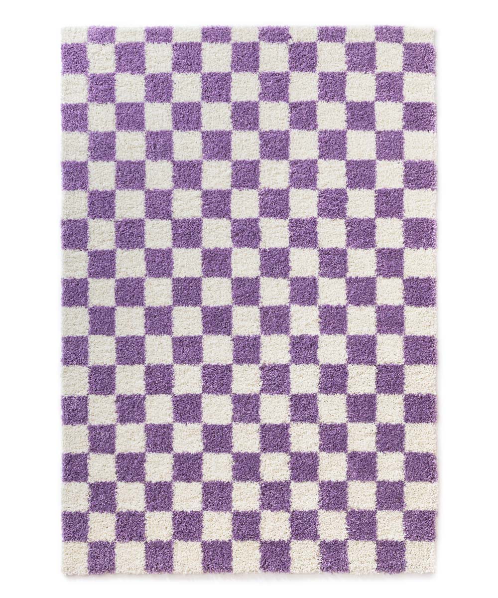 Tapis rétro - Check ivoire/lilas - overzicht Tapis rétro - Check ivoire/lilas - overzicht