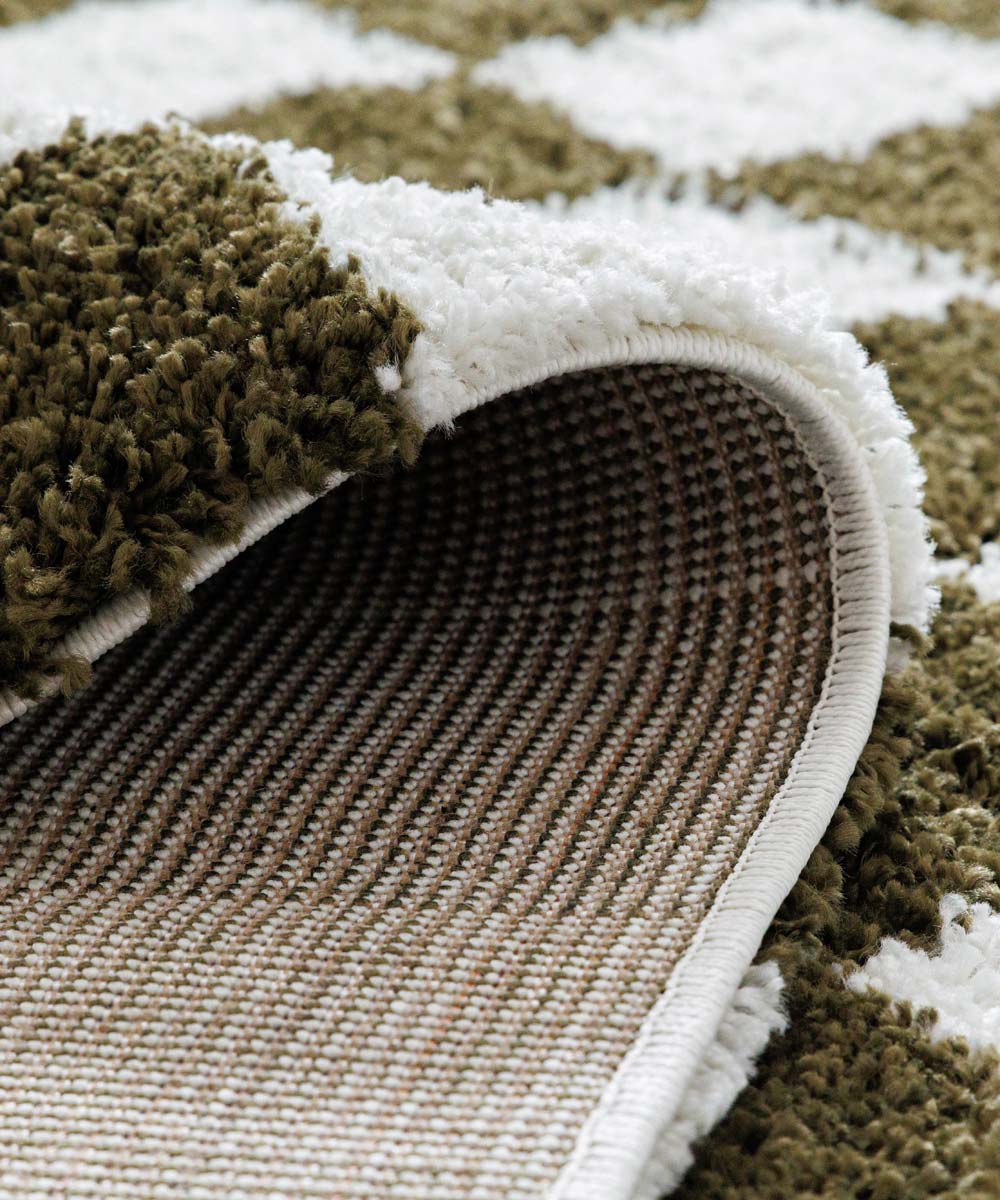 Tapis rétro - Check ivoire/vert olive - close up Tapis rétro - Check ivoire/vert olive - close up