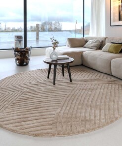 Tapis rond design - Balans Field beige - sfeer