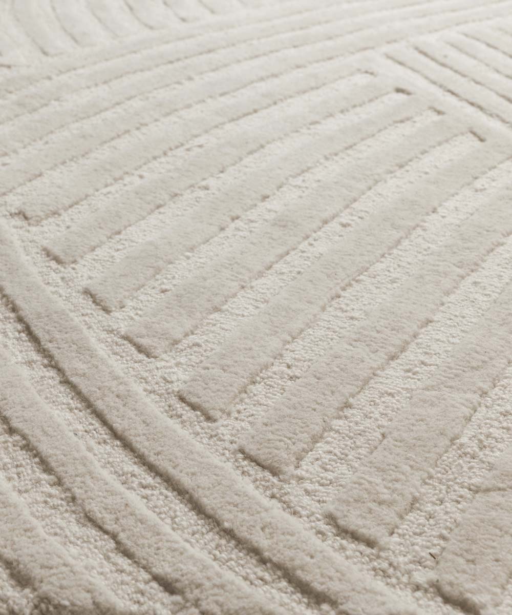 Tapis rond design - Balans Field ivoire - close up Tapis rond design - Balans Field ivoire - close up