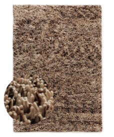 Tapis en laine à poils longs - Aurelia crème/brun - overzicht, thumbnail