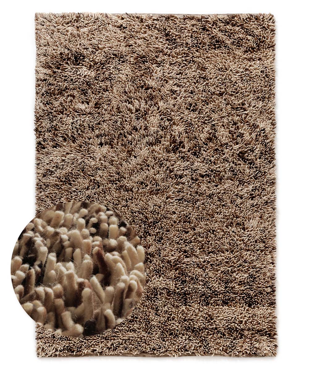 Tapis en laine à poils longs - Aurelia crème/brun - overzicht Tapis en laine à poils longs - Aurelia crème/brun - overzicht