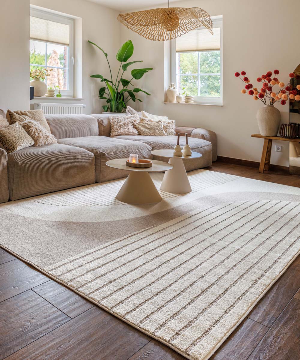 Tapis scandinave - Ridge Flow crème/beige - sfeer Tapis scandinave - Ridge Flow crème/beige - sfeer