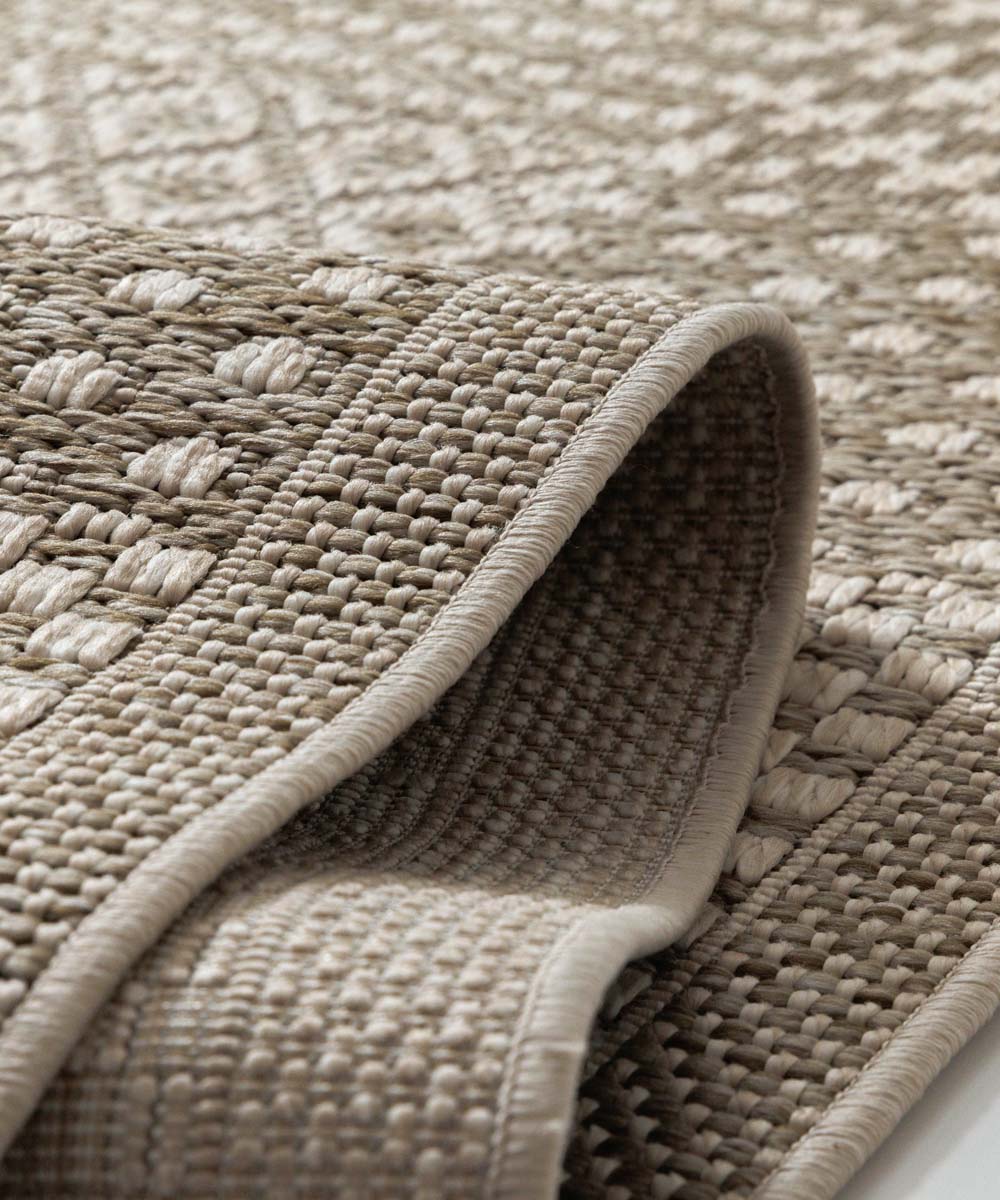 Tapis de balcon aspect jute - Alvra Tile beige - close up Tapis de balcon aspect jute - Alvra Tile beige - close up