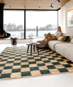 Tapis en jute - Patch naturel/vert - sfeer