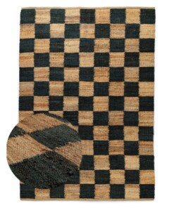 Tapis en jute - Patch naturel/vert - overzicht