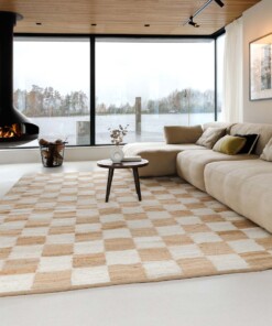 Tapis en jute - Patch naturel/blanc - sfeer