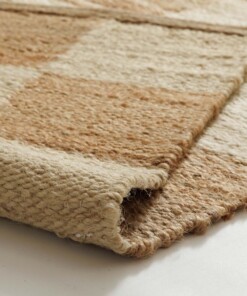 Tapis en jute - Patch naturel/blanc - close up, thumbnail Tapis en jute - Patch naturel/blanc - close up, thumbnail