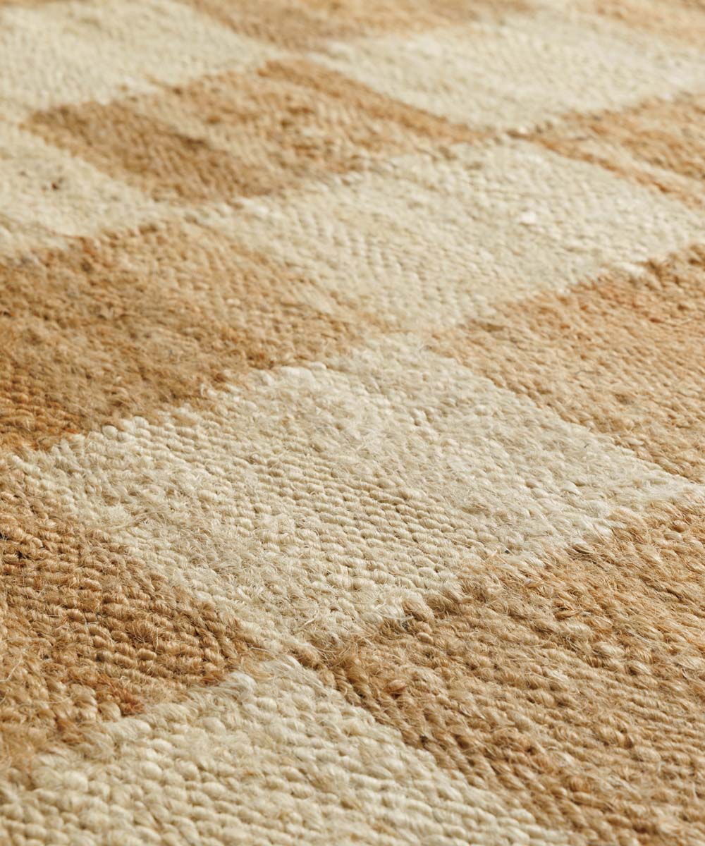 Tapis en jute - Patch naturel/blanc - close up Tapis en jute - Patch naturel/blanc - close up