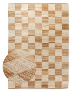 Tapis en jute - Patch naturel/blanc - overzicht