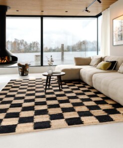 Tapis en jute - Patch naturel/noir - sfeer