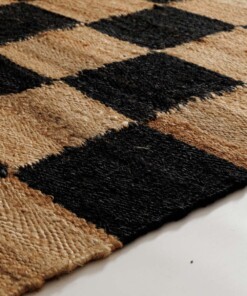 Tapis en jute - Patch naturel/noir - close up, thumbnail Tapis en jute - Patch naturel/noir - close up, thumbnail