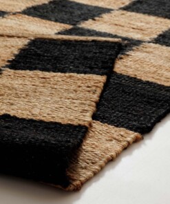 Tapis en jute - Patch naturel/noir - close up