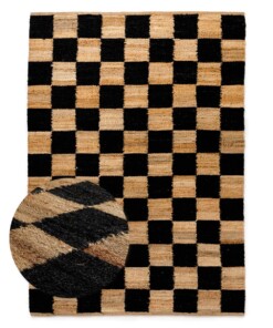 Tapis en jute - Patch naturel/noir - overzicht