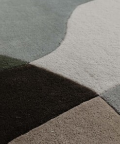 Tapis en laine organique - Dune vert - close up, thumbnail