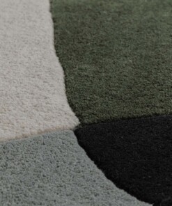 Tapis rond en laine - Dune vert - close up, thumbnail