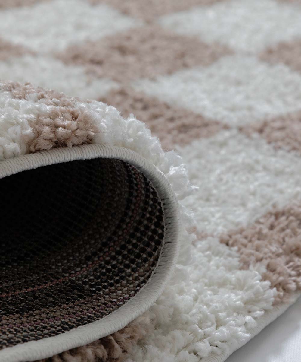 Tapis de couloir damier - Check ivoire/beige - close up Tapis de couloir damier - Check ivoire/beige - close up