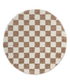 Tapis damier rond - Check ivoire/beige - overzicht, thumbnail
