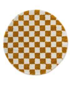 Tapis damier rond - Check ivoire/or - overzicht, thumbnail