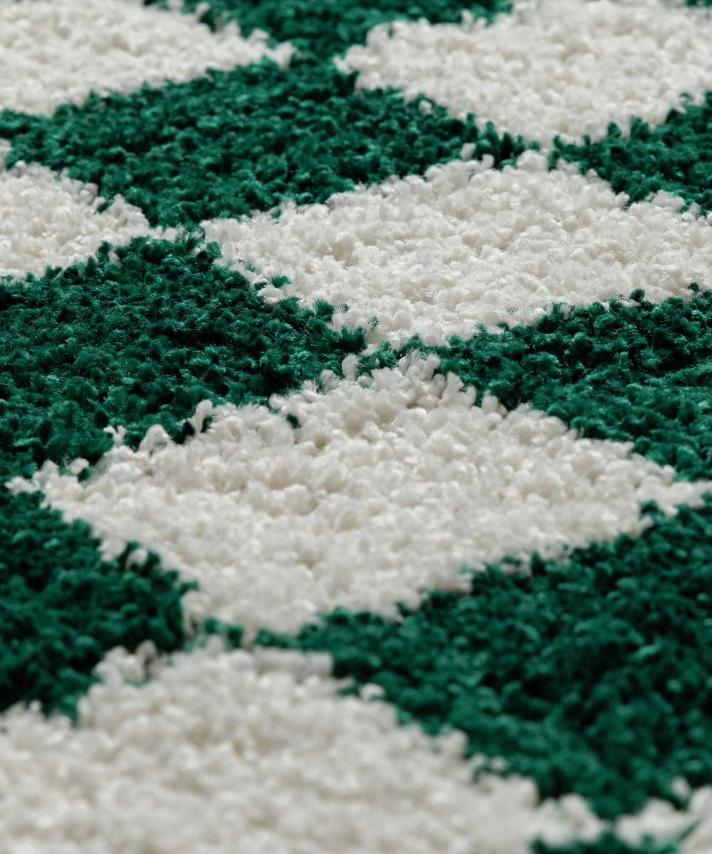 Tapis rond rétro - Check ivoire/jade - close up Tapis rond rétro - Check ivoire/jade - close up