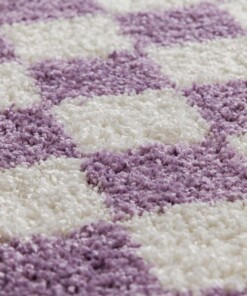 Tapis rétro - Check ivoire/lilas - close up