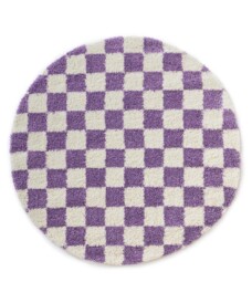 Tapis rond rétro - Check ivoire/lilas - overzicht, thumbnail