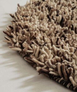 Tapis rond en laine - Aurelia crème/brun - close up