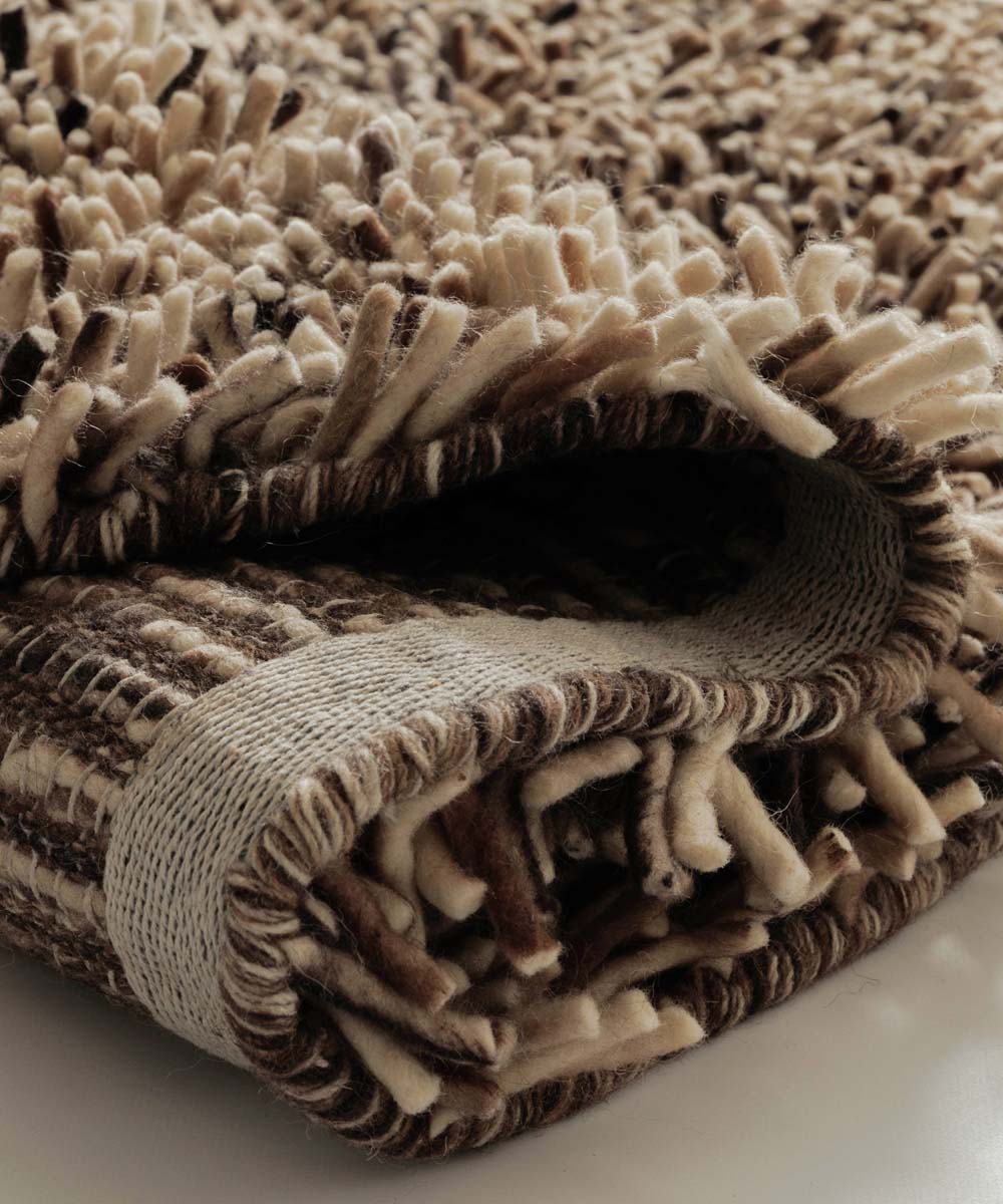 Tapis rond en laine - Aurelia crème/brun - close up Tapis rond en laine - Aurelia crème/brun - close up