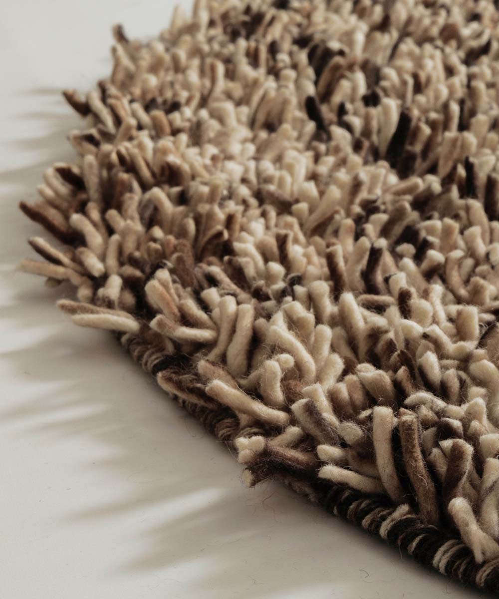Tapis rond en laine - Aurelia crème/brun - close up Tapis rond en laine - Aurelia crème/brun - close up