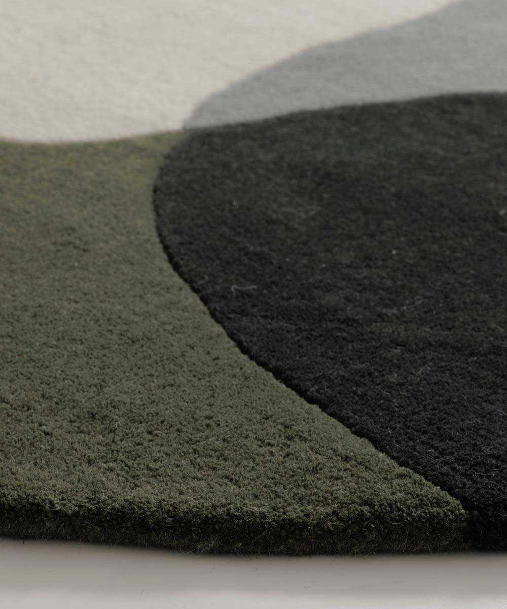 Tapis rond en laine - Dune vert - close up Tapis rond en laine - Dune vert - close up