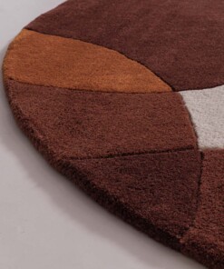 Tapis rond en laine - Dune terre cuite - close up, thumbnail