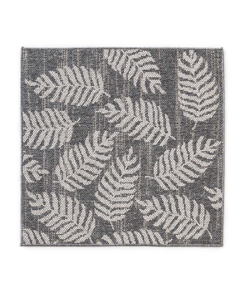 Tapis d'extérieur Carré Feuilles de palmier - Sunny gris foncé - overzicht Tapis d'extérieur Carré Feuilles de palmier - Sunny gris foncé - overzicht