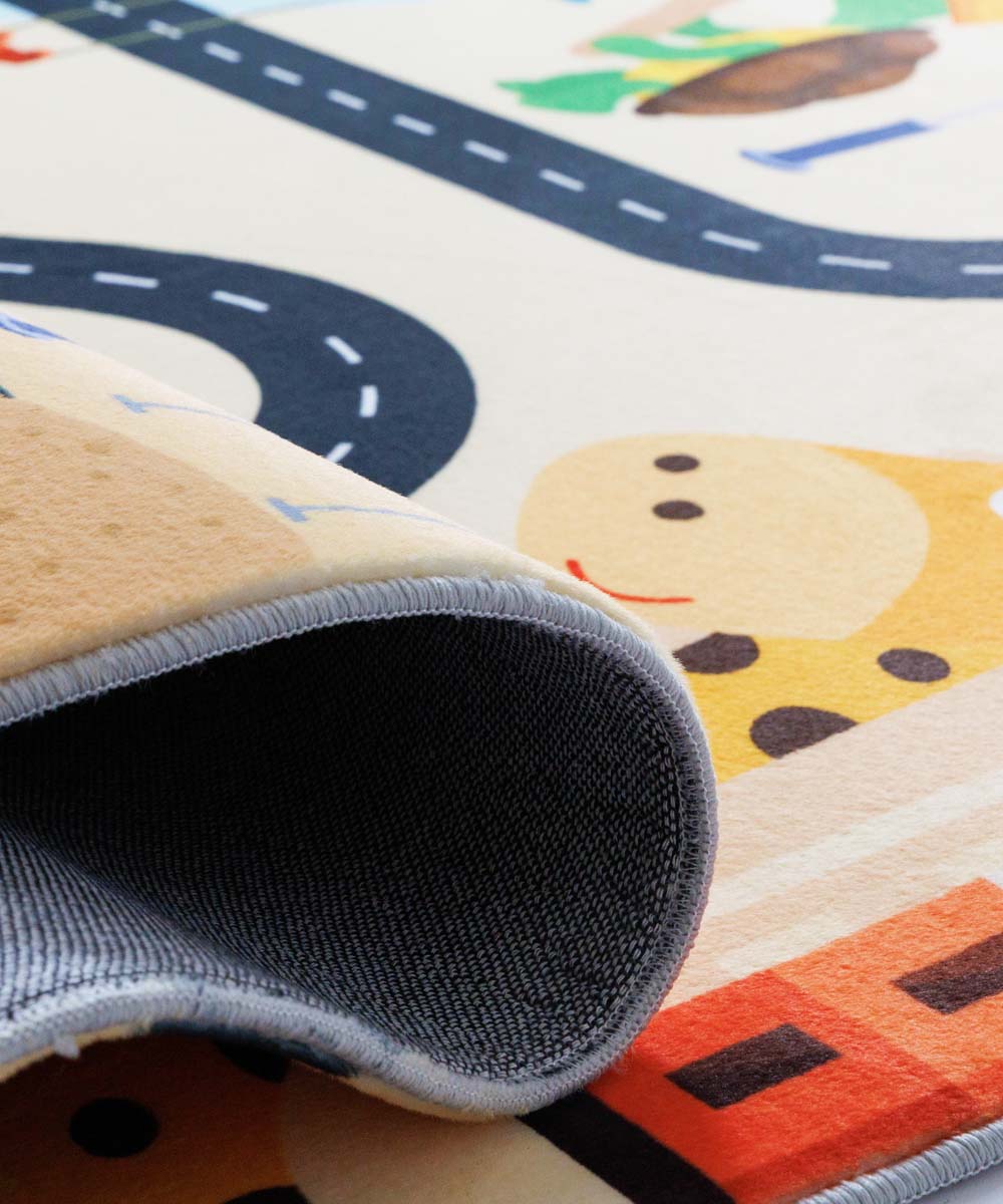 Tapis enfant lavable - Snugway Construction Multicolore - close up Tapis enfant lavable - Snugway Construction Multicolore - close up